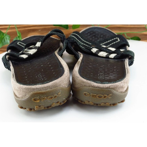 Geox Sz 9 M Black Slide Leather Women‎ Sandals - Picture 5 of 7